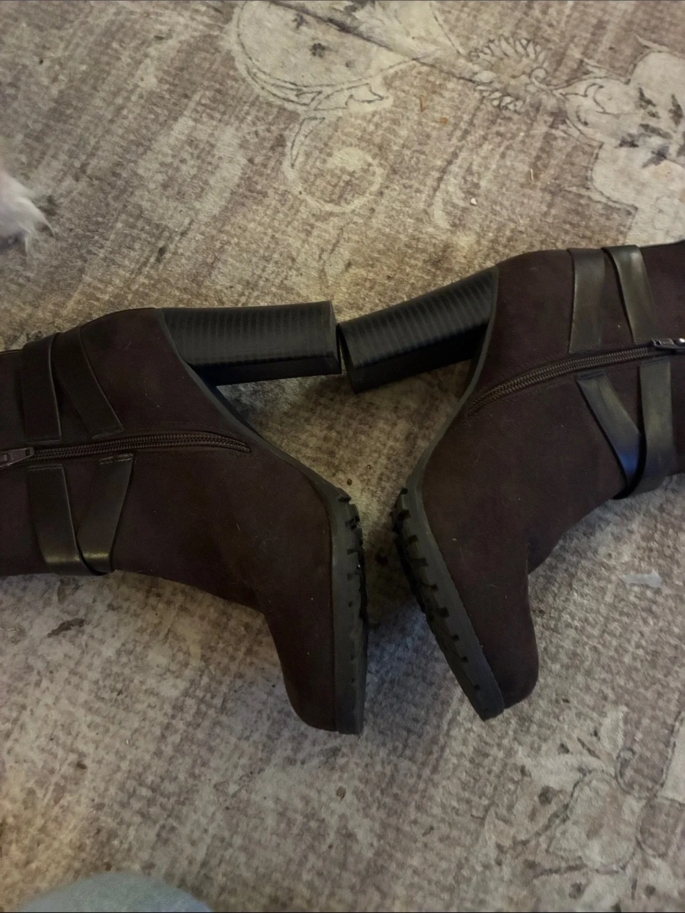 Apt. 9 Dark Brown Faux Suede Studded Buckle Ankle Boots 8.5
